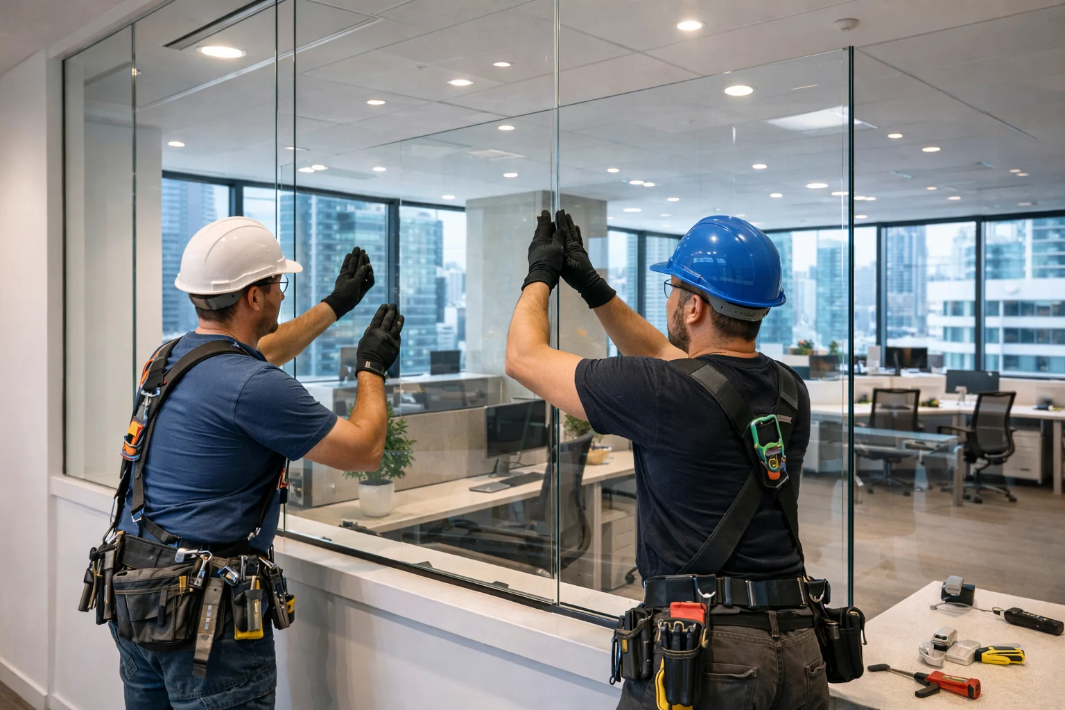 Modern office glass partition