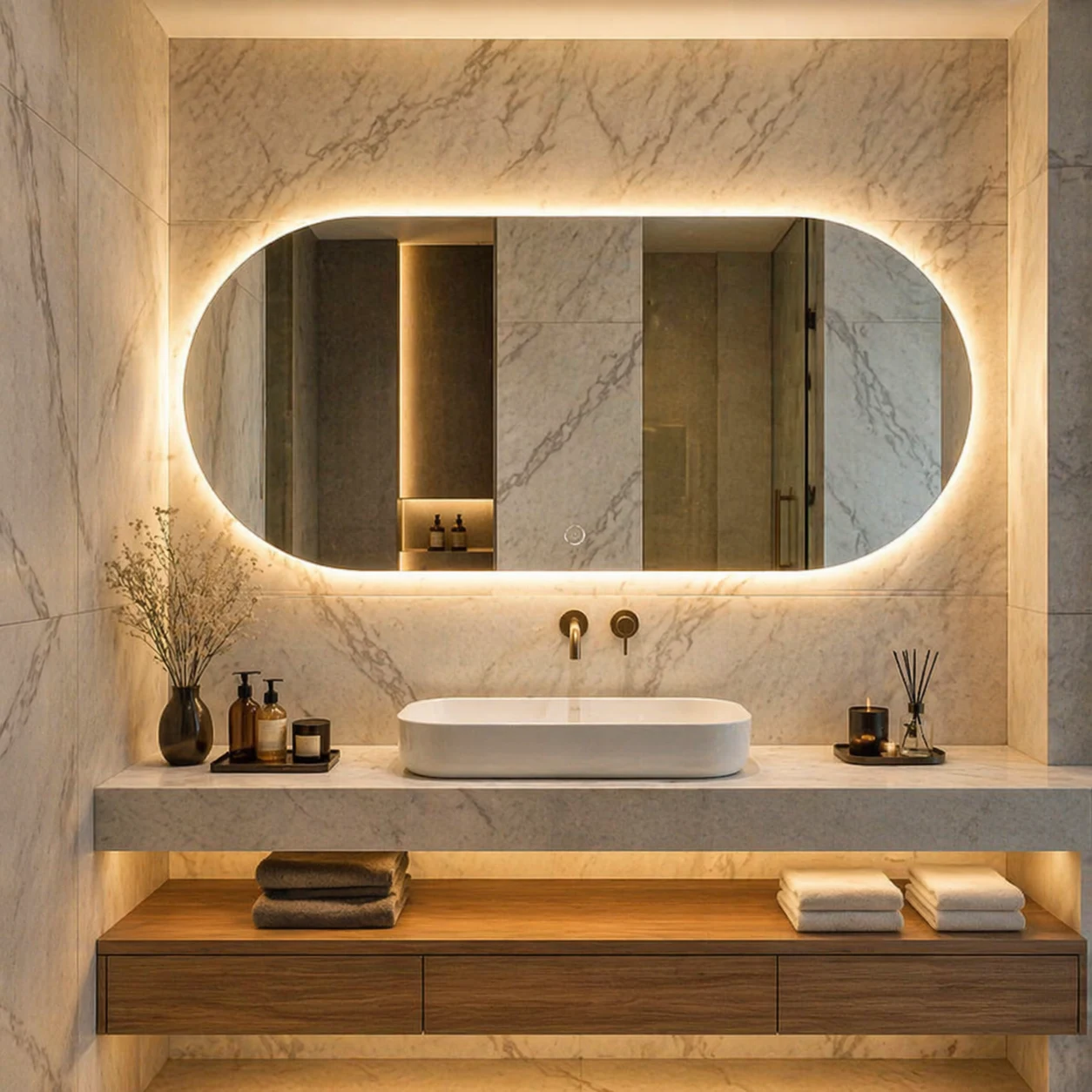 Illuminated smart mirror with anti-fog