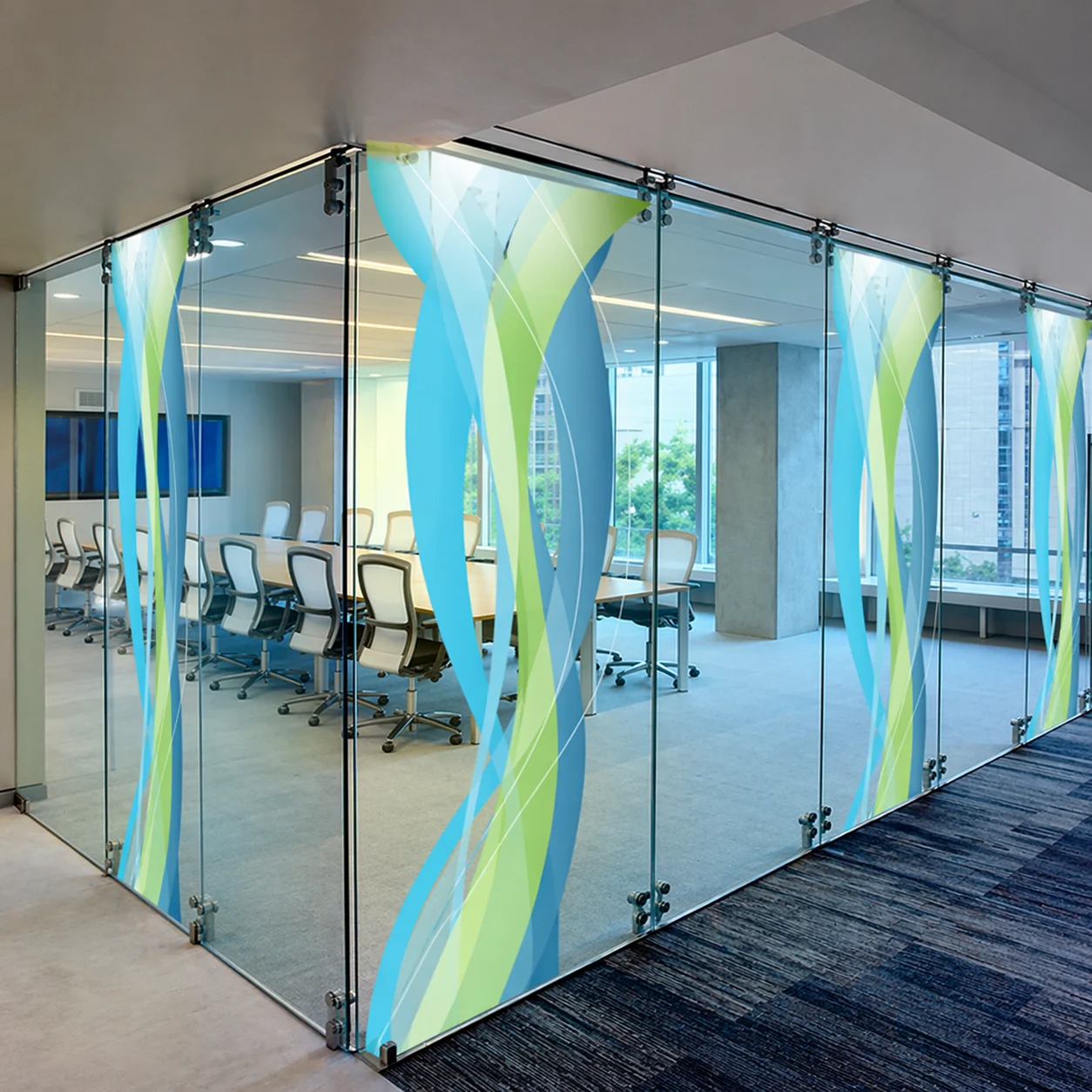 Contemporary abstract printed glass design