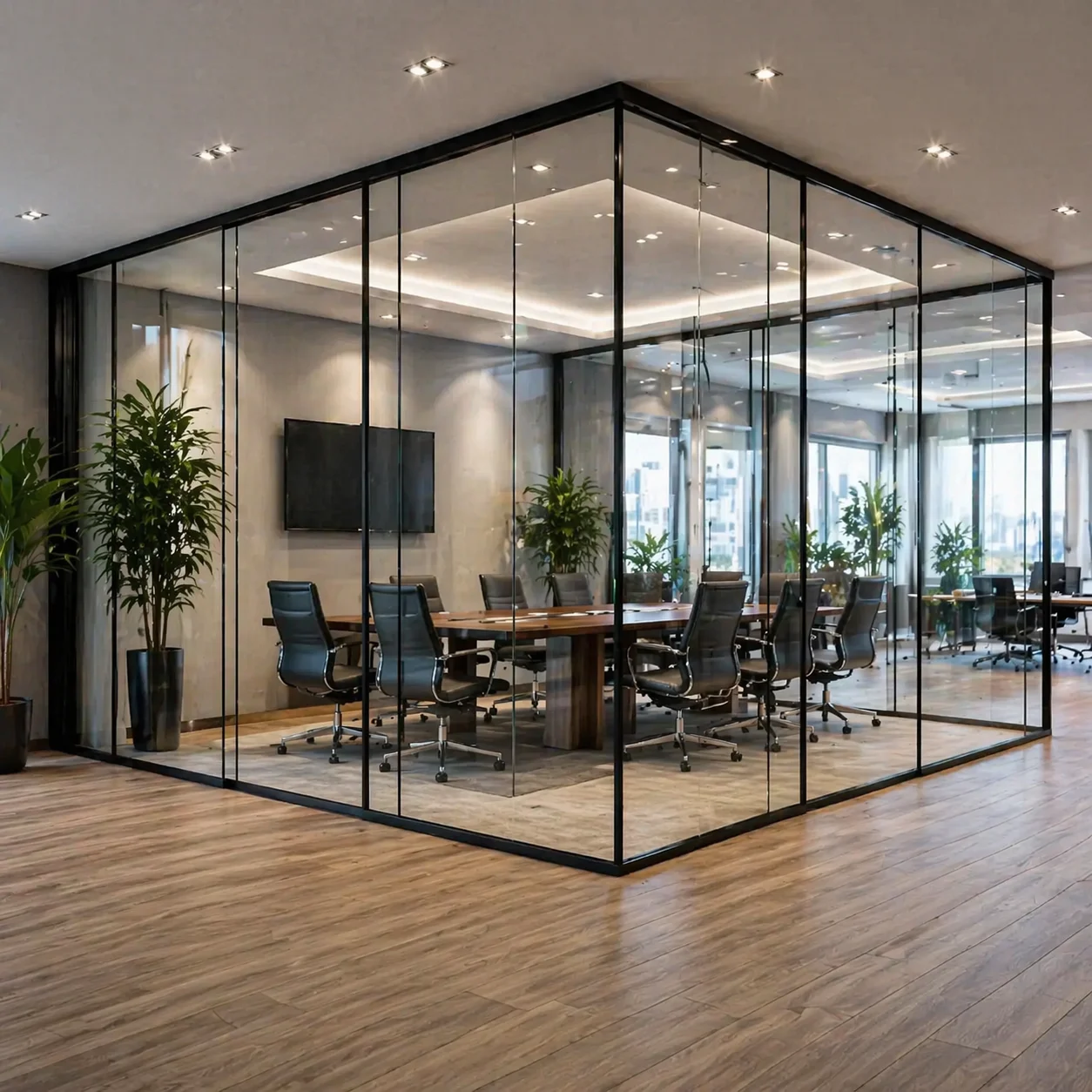 Aluminum frame glass office partition
