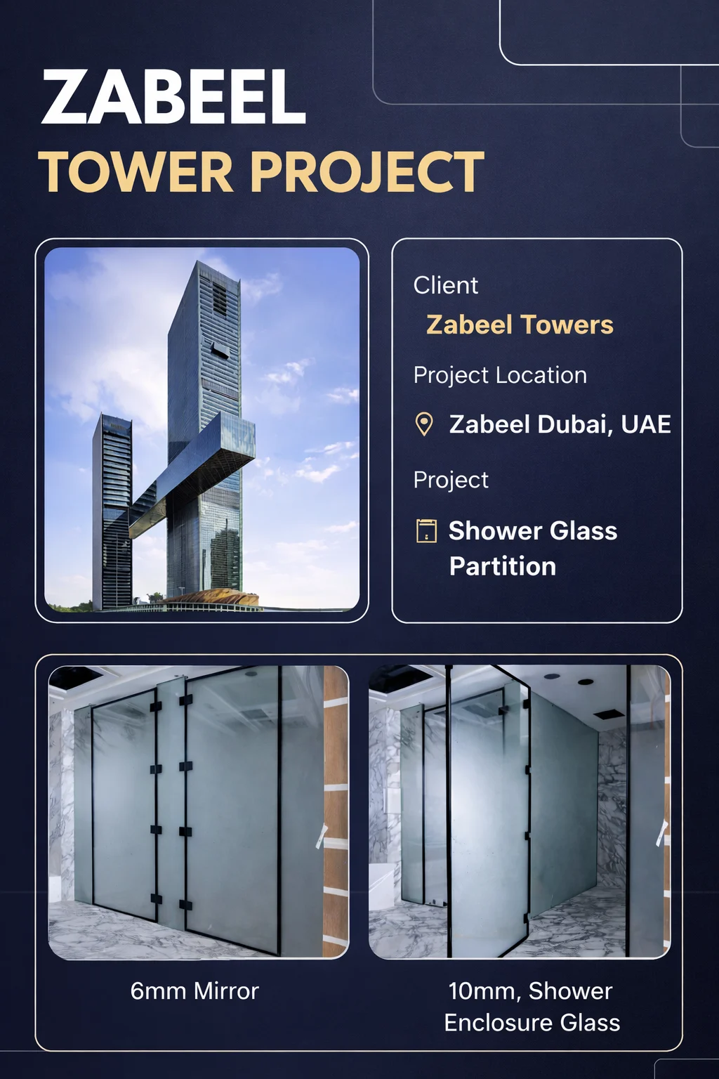 Zabeel Tower Project - Shower Glass Partition