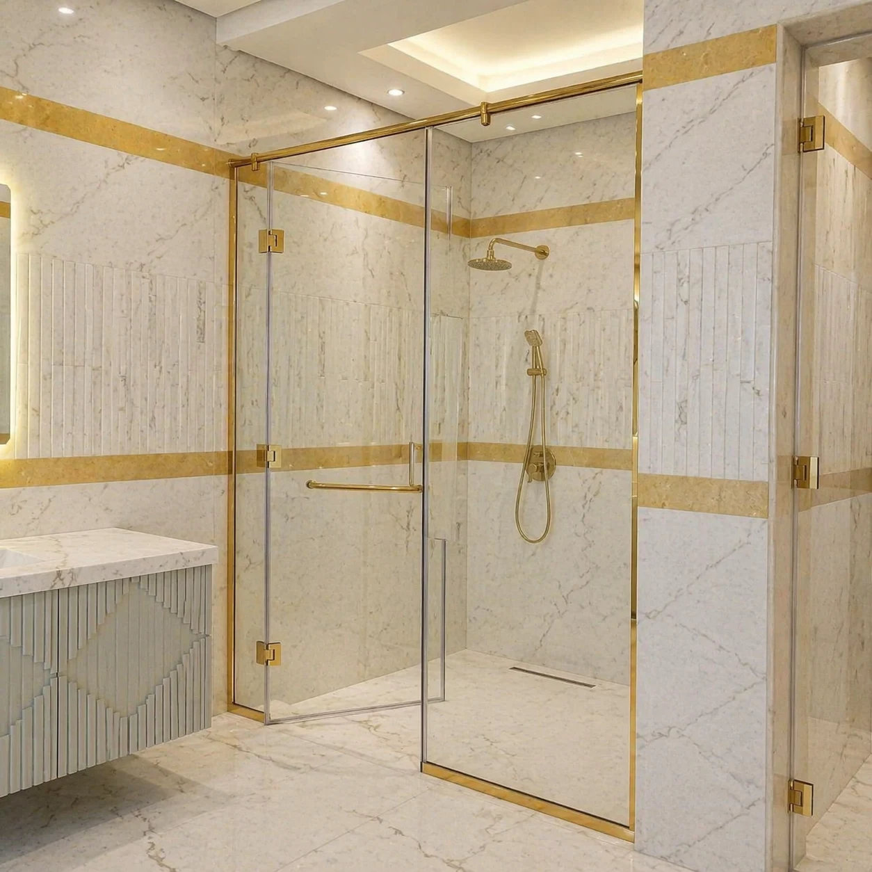 Heavy glass fixed panel shower