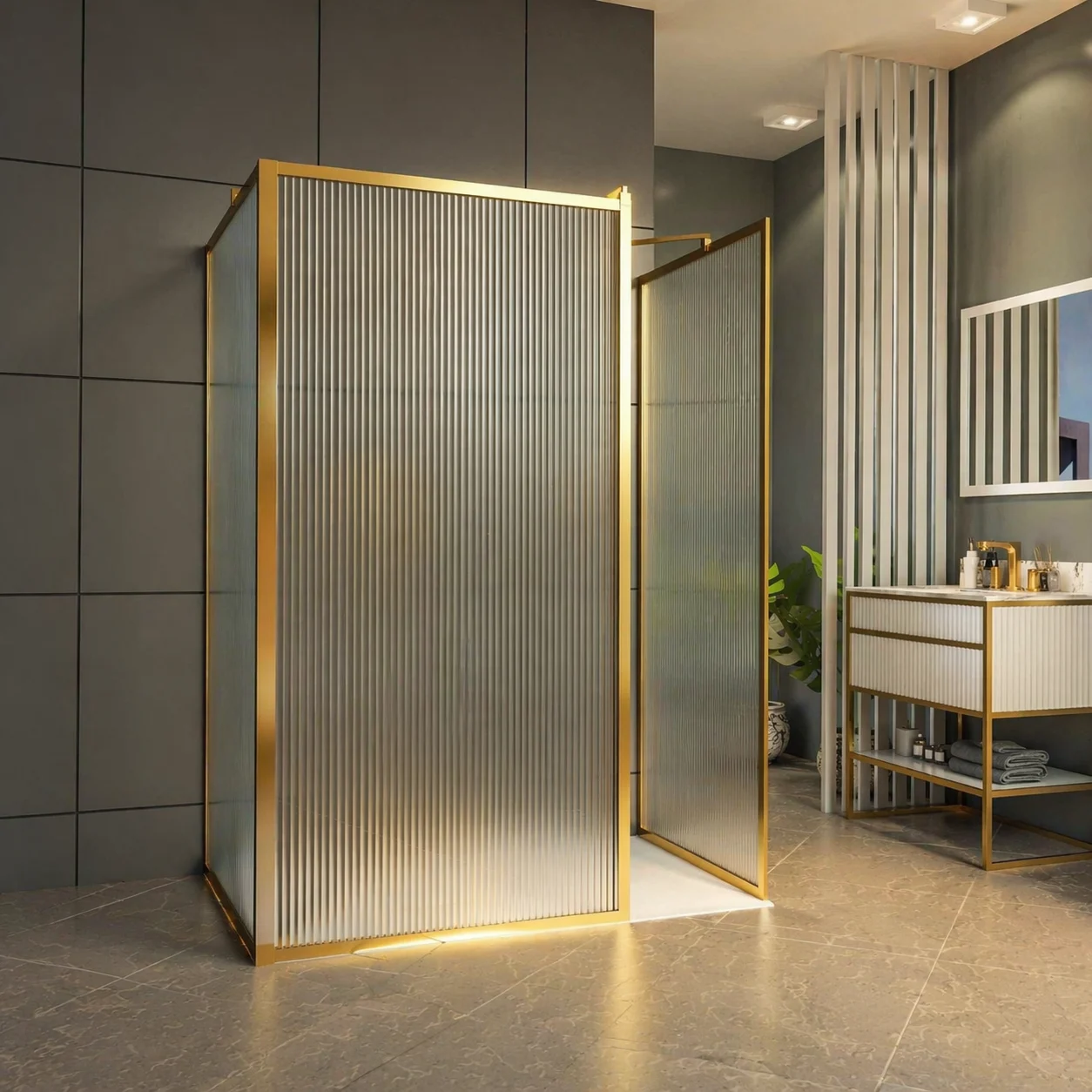 Modern walk-in shower enclosure