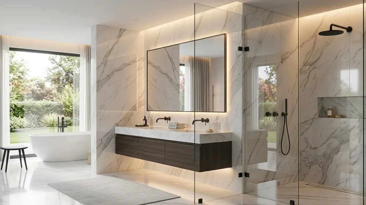 Professional glass partition for washroom in Dubai office installation
