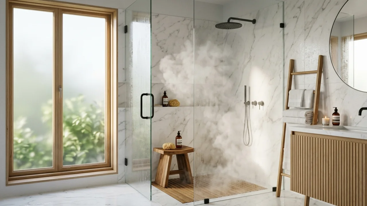 luxury frameless shower glass enclosure in downtown dubai