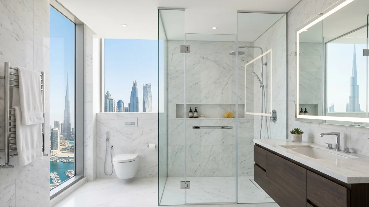 glass shower enclosure Dubai - premium installation by Riaz Glass